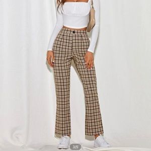 Plaid Straight Leg Cropped Pants